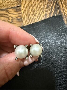 David Yurman Pearl and Diamon Stud Earrings